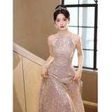 Fongt Lysung Dress Dress Dress 2025 New Toaster Light Luxury Niche Conference Host Banquet Evening Dress