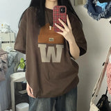 Vintage Embroidered Hat Short Sleeve Tee-Outfit