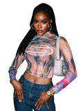 Fongt Has K24TP3972024 Autumn New Fashion To Wear Hot Girl Short Print
