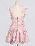 Fongt New Fashion Design Pendant Balloon Penetted Lotus Edge Slings Short Dress Dress