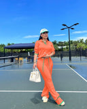 Fongt New Women's Casual Knit Wide-Leg Pants Suit-Outfit