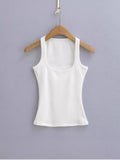 Trendy Women's Wear Pure Collar Solid Color Bottom Vest Summer New Style Slim Sleeveless Halter Top-Outfit