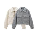 Fongt Homemade New Women's Basic Long-Sleeved Clip Short Jacket Jacket 3046288