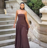Fongt Summer New Women's Temperament Dress Romantic Atmosphere Spliced With A Hundred Folds Of Bra Dress