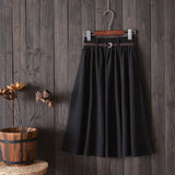 Fongt New College Wind Small Fresh Literary A Word Skirt Versatile Long Skirt Female Send Belt-Outfit
