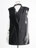 Simple Style Black Summer Dress Women 2025 New Fashion Leisure Commute Sleeveless Back Skirt