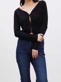 Fongt Spring New Product Fashionable Pure Lust Wind V Collar Single Buckle Gentle Comfortable Small High-Waist Knitted Open Shirt Outside The Female