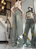 Washed Star Patched Boyfriend Jeans-Outfit