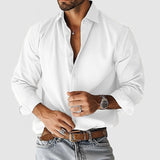 Fongt New Men's Shirt City Casual Collar Button Solid Color Men's Top