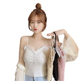 Fongt Women Wear Summer Korean Version Of 2023 New Lace Splicing Slimming Ice Silk Knitting Bottom