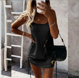 Sexy Sling Drawstring Tight Backless Dress