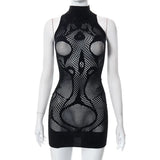 Fongt Fashion Women's 2023 Spring New Solid Color Sexy Bag Hips Perspective Dress