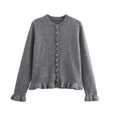 Fongt Women's Autumn And Winter New Laminated Wooden Ear Knitted Shirt Jacket