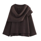 Fongt For - Women's Explosive Asymmetric Scarf Short Knitted Coat