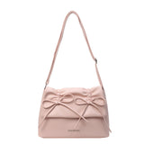 Aesthetic Bow Solid Color Leather Shoulder Bag-Outfit