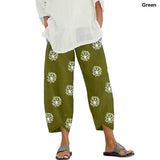 Women Casual Pants Summer Elastic Waist Plus Size Loose Linen Pants Comfortable Asymmetrical Pantalon Oversized Cropped