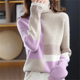 Fongt New 2023 High Collar Color Loose Lazy Wind Sweater Women's Korean Version Versatile Fashion Sweater-Outfit