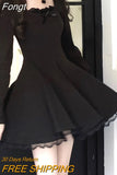 Lace Kawaii Knitted Dress Women Solid Patchwork Slim Sweater Dress Female Casual Korean Fashion Party Mini Dress