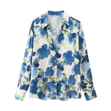 Spring Silk Satin Flower Printed Shirt 2248802-Outfit