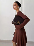 Fongt Shoulder Dress Sweater Dress Sexy Knitted Skirt Long Sleeve Short Skirt Thick A Word Autumn Winter
