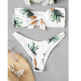 Sexy Pineapple Print Swimsuit Women's Split Two Piece Bikini Swimsuit Beachwear Strapless Tankinis Set Bikini Set-Outfit