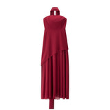 Fongt Women's Dress 2025 New Fashion Tie With Neck Tectorge Mesh Wiggle Dress
