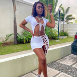 2 Piece Set Women Skirt and Top Matching Set Summer Clothes Beach Streetwear Bandage Party Club Vacation Outfits Co Ord Set-Outfit