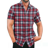Fongt Lattice Men's Shirt 2025 New Wish Short Sleeve Cardigan Station European Code