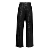 Turn-down Collar Sequin Women Two Piece Sets Green Long Sleeve Single Breasted Pant Sets Women Spring Loose Leisure