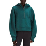 Fongt Autumn And Winter New Fashion Leisure Sports Half Zipper Hooded Short Plus Velvet Wear