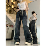 Vintage Wash Striped Boyfriend Jeans-Outfit