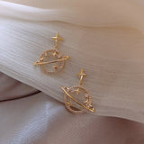 Universe Star Design Earrings-Outfit