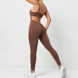 Fongt Tight And Breathable Yoga Exercise Jumpsuit With Wrinkled And Hip Integrated Quick-Drying Fitness Yoga Pants-Outfit