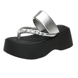 Fongt Bottom Slippers Women Wear Summer 2025 Summer New Water Drill Angle Flip-Flops With Skirt Beautiful Beach Shoes