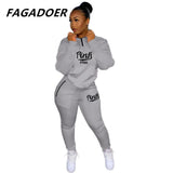 Winter Tracksuits Two Piece Set Pink Letter Print Solid Casual Outfits Zip Sweatshirt + Pockets Pants Set Women Sweat
