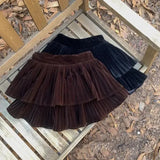 Velvet Layered Mini Skirts-Outfit