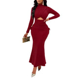 Fongt Style Women's New Temu Autumn New Round Collar Dress-Outfit