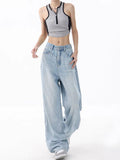 Light Blue Washed Baggy Boyfriend Jeans-Outfit