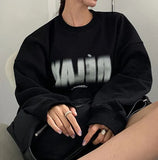 Letter Print Oversized Sweatshirt-Outfit