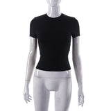 Fongt Women's Spring New Hot Selling Solid Color Round Collar Short Sleeve Basic T-Shirt Top-Outfit