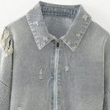 Fongt Homemade New Women's Hole Decoration Denim Short Jacket Jacket 4365271