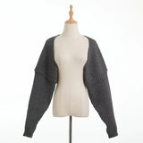 New Autumn Loose Bat Sleeve Shawl With Exposed Navel Long-Sleeved Knitted Cardigan Jacket-Outfit
