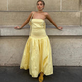 Tube Solid Frill Midi Dress-Outfit