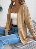 Fongt And Winter Pure Color Hollow Lantern Long-Sleeved Sleeve Sweater Long Coat Women's Clothing
