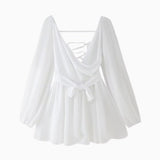 Fongt Women's Explosive Shoulder Sleeve V-Neck Sexy Dress