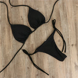 Fongt Neck With Bikini Solid Color Sexy Swimsuit Lady Split Strap Adjustable Multi-Color Swimsuit