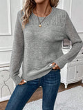 Fongt Long Sleeves Solid-Colored Knitted Shirt Thread Hollow Slim Bottom Sweater Woman