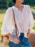 Fongt Spring And Summer New Famous Fengfeng South French Vacation Embroidery Shirt Women's Summer French White Shirt Women's
