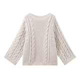 Fongt And Winter Women's Fashion Temperament Round Horn Sleeve Knitted Sweater Loose Knitted Top