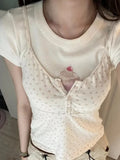 Women Beige Floral Printed Front Buttons Short Camis 2023 Summer Vintage Sleeveless Female Tops Chic-Outfit